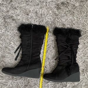 Wedge Heel Boots with Fur